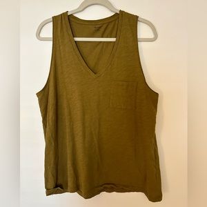 Madewell olive cotton v neck tank